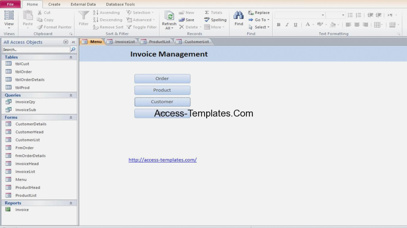 microsoft access invoice database template